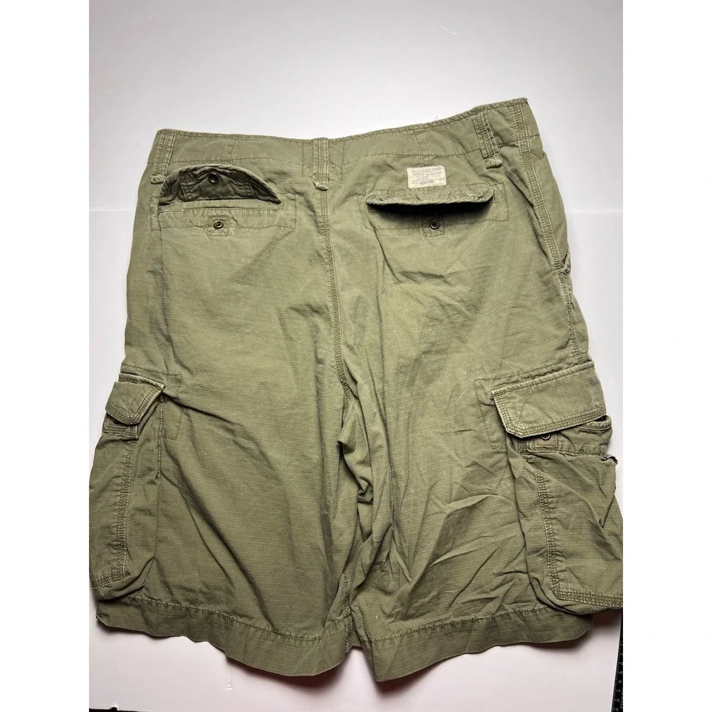 Polo Jeans Co Cargo Shorts Mens 38 Olive Green Ripstop Multi Pocket Utility 0911